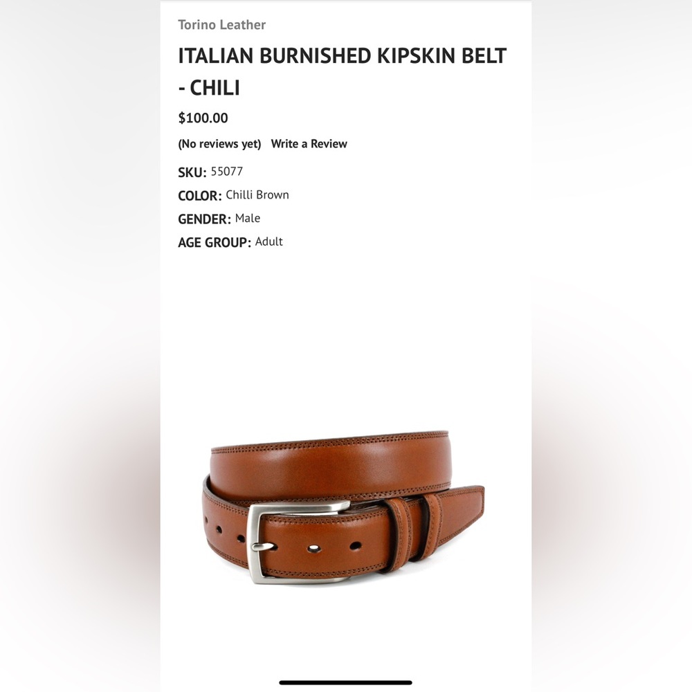 NEW Torino Lether Belt size 36. 100% Italian Leather from Saks Fifth Ave.